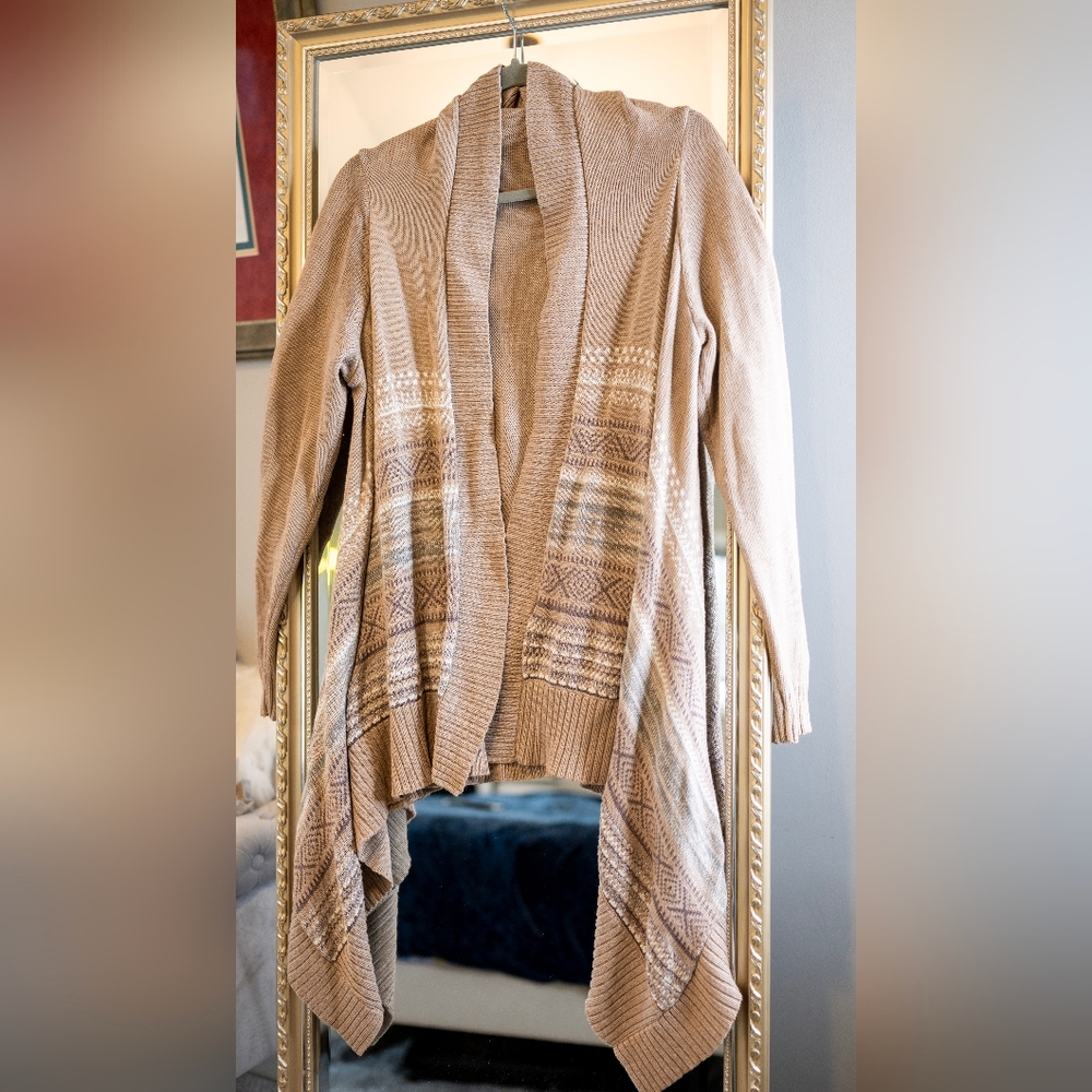 Geometric Print Shawl Front Cardigan